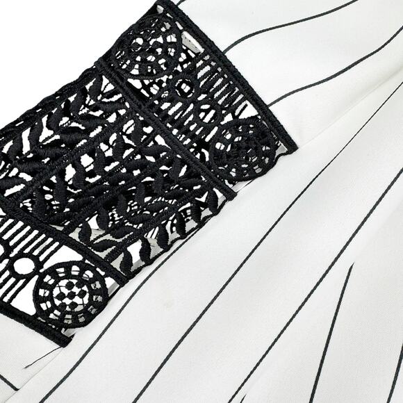 SELF-PORTRAIT Monochrome Striped Crepe Handkerchief Mini Dress White Lace US 6 - Picture 5 of 11